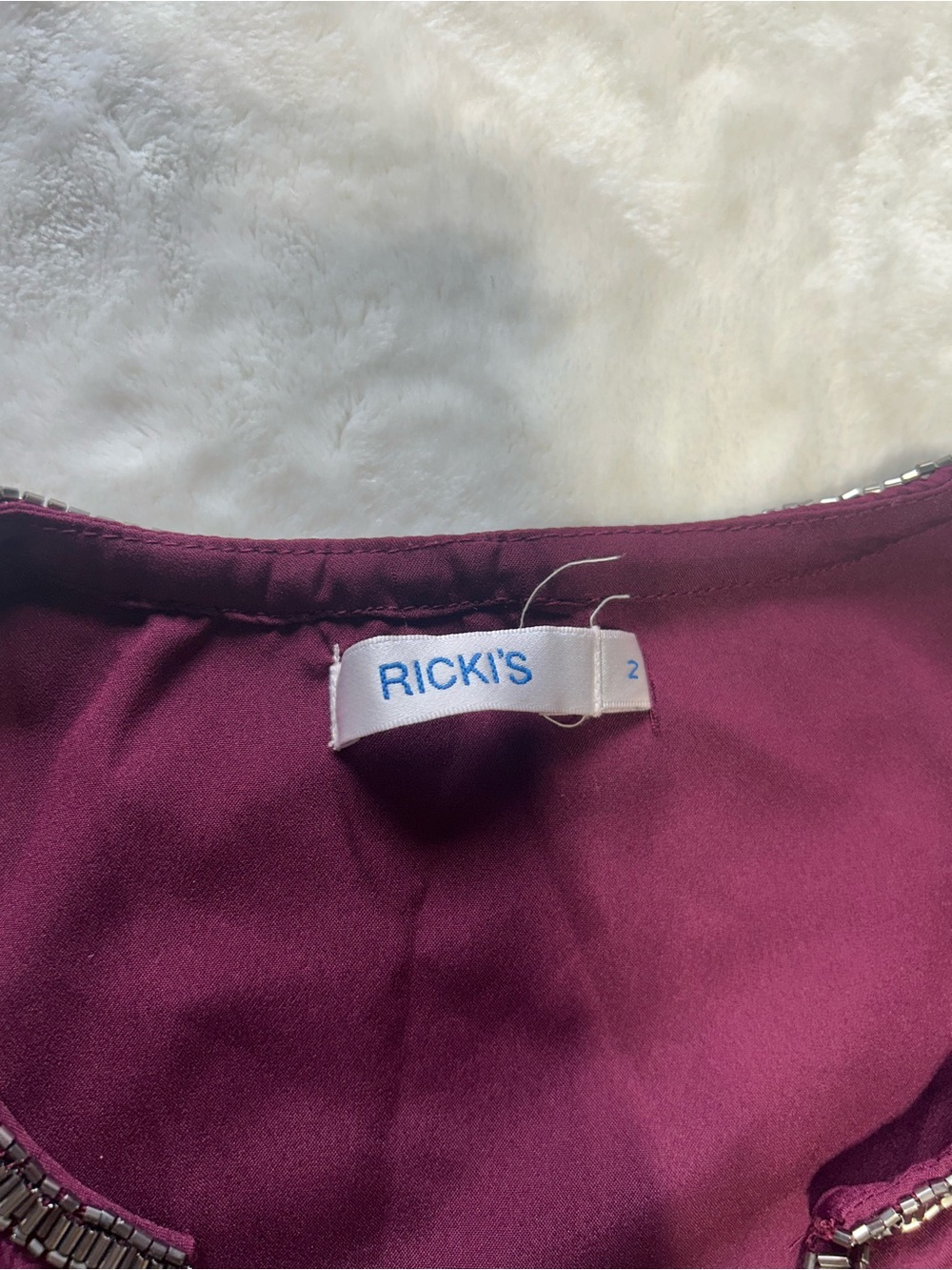 Ricki's Long Sleeve V-Neck Blouse - Wine - Picture 3 of 5